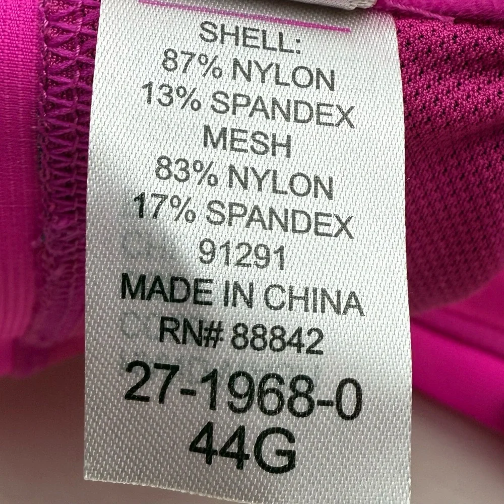 Comfort Choice Sports Bra 44G Pink Gray High Impact Wireless Plus Size